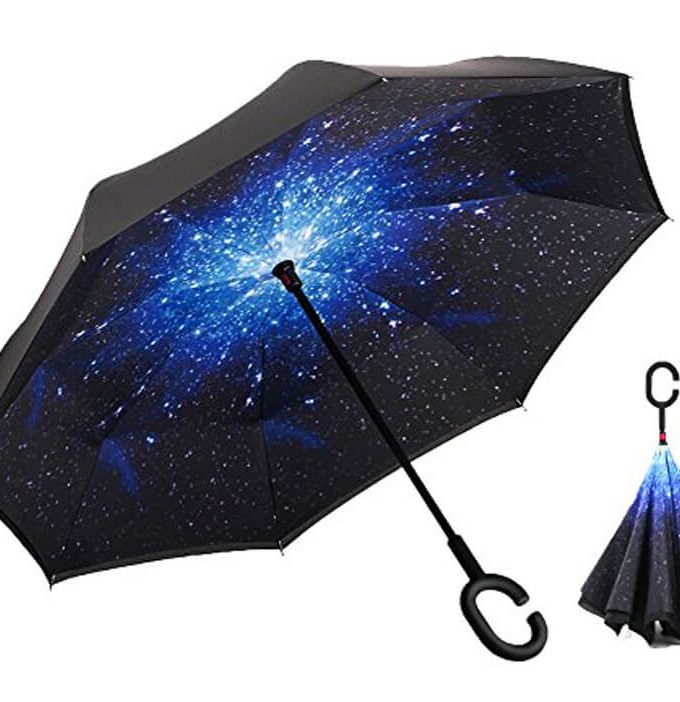 Paraguas-reversible azul estrellado