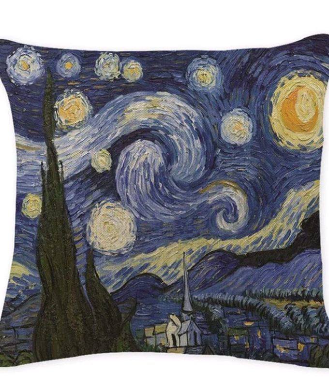 Funda cojín Van Gogh Noche Estrellada Oscuro